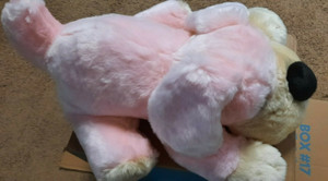 FAO SCHWARZ SITTING PINK DOG STUFFED ANIMAL PLUSH TOY SOFT 21" Reduced Price!