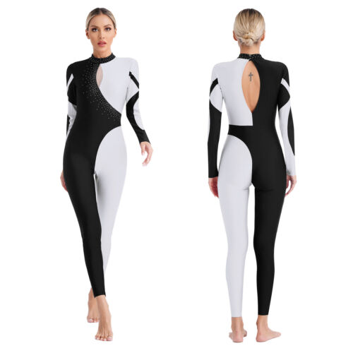 Damen-Trikot Training Gymnastik Schlüsselloch Rücken Tanzkleidung Stehkragen Overall - Bild 16 von 48