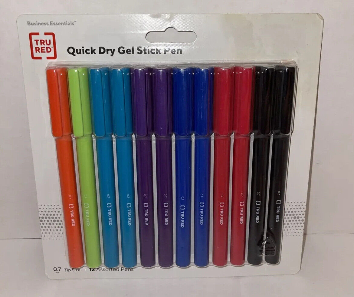 TRU RED Quick Dry Gel Pens Med Point 0.7mm Asst 12/Pack TRU RED Quick Dry Gel Pens Med Point 0.7mm Asst 12/Pack