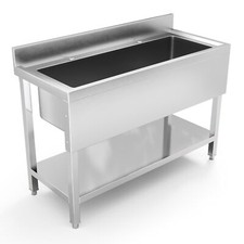 47in Stainless Steel Sink Commercial Kitchen Prep Storage Shelf Large Basin Bowl