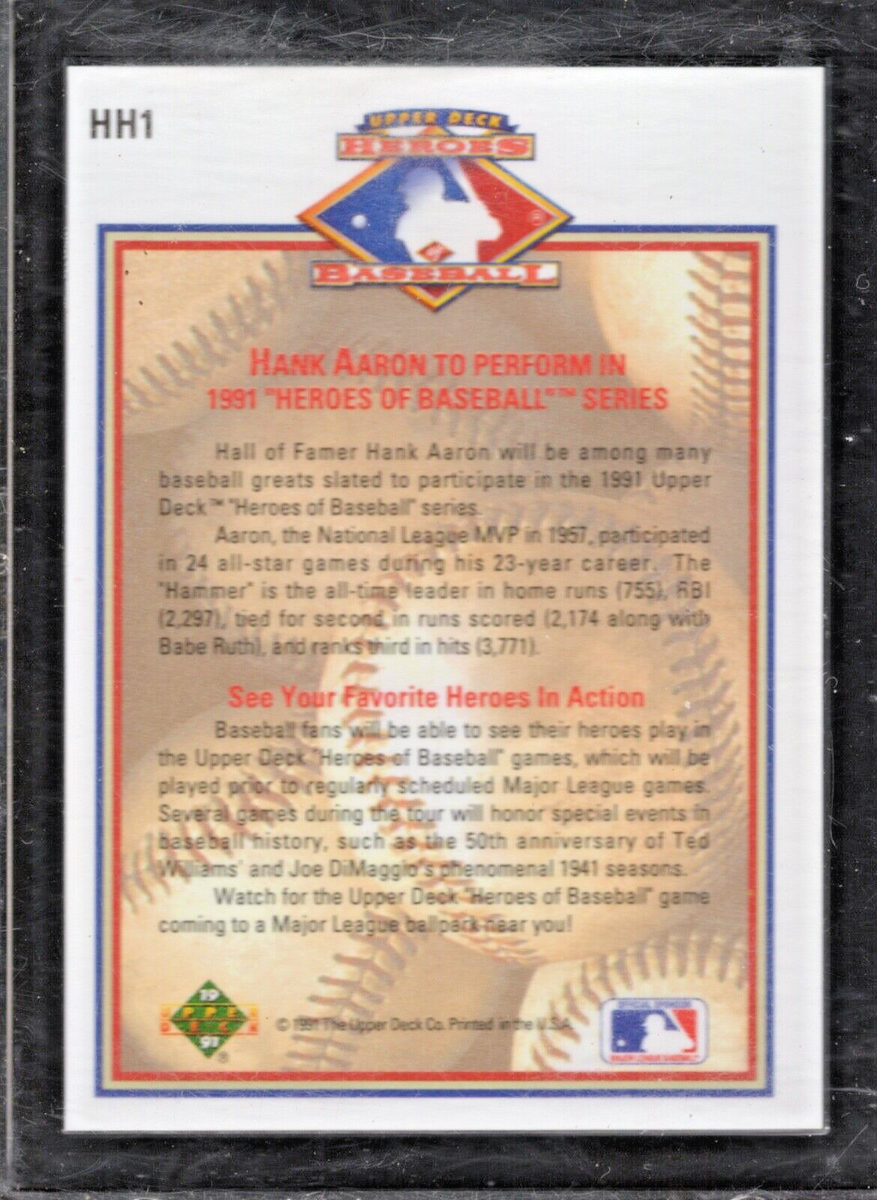 hank aaron holographic baseball card 1991 Original PSA 7 Upper Deck Hank Aaron Hologram Card 1991