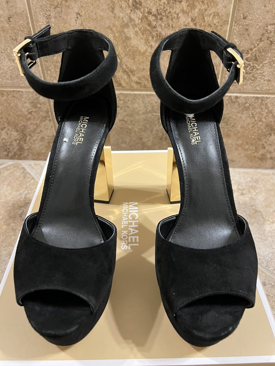 NIB Michael Kors Petra Platform suede black aize UK
