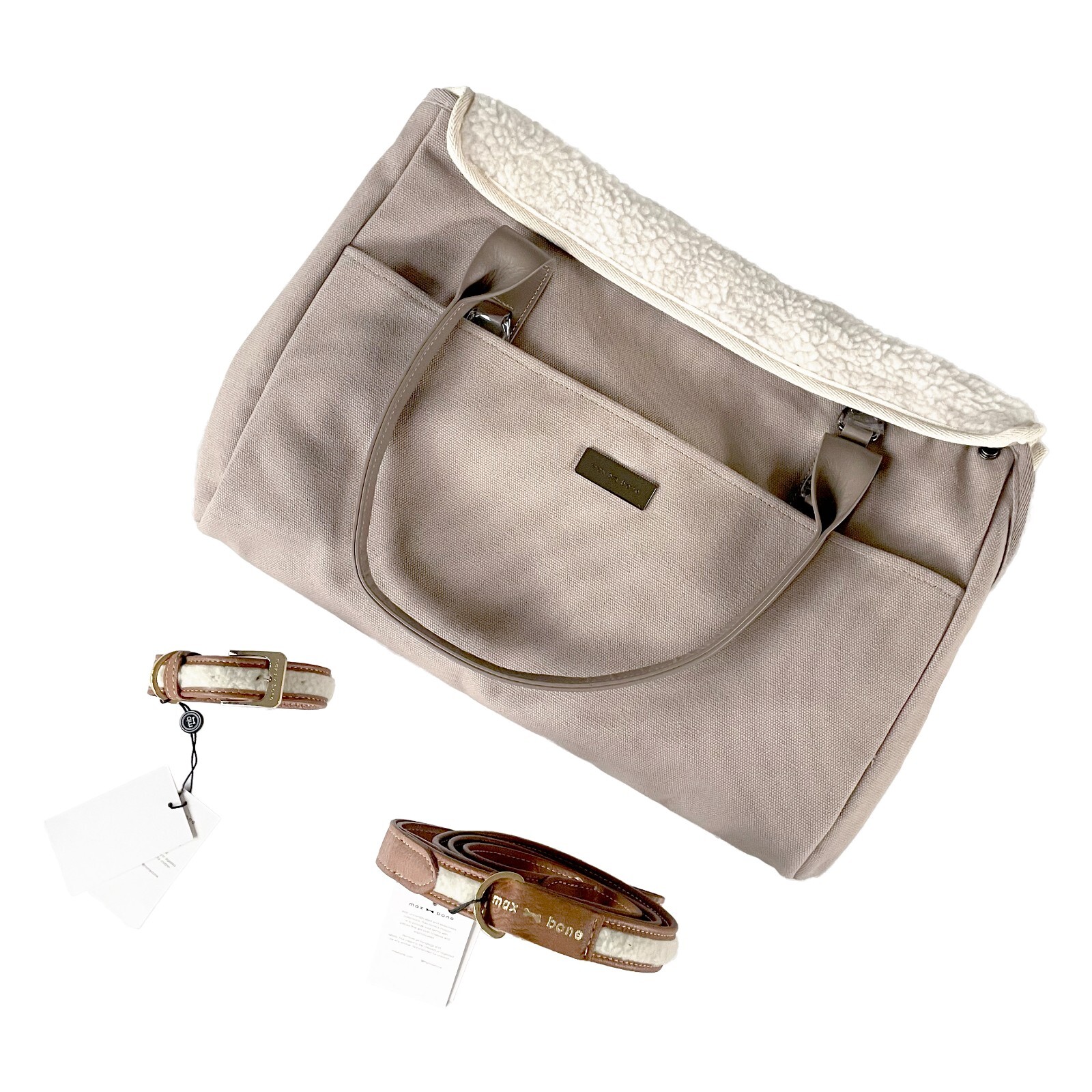 MaxBone City Carrier Bag w/ Leather Sherpa Collar & Leash (Bundle) eBay