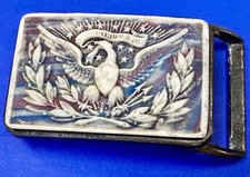 American Eagle E. Pluribus Unum Patriotic Stone USA Colors Vintage Belt Buckle