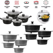 4x Non Stick Die Cast Induction Casserole Stockpot Cooking Pan Pot Cookware Set