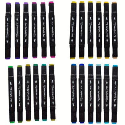Doppelendige Marker Stifte Doppelspitze feine & breite Enden 6er Pack Farben wählbar