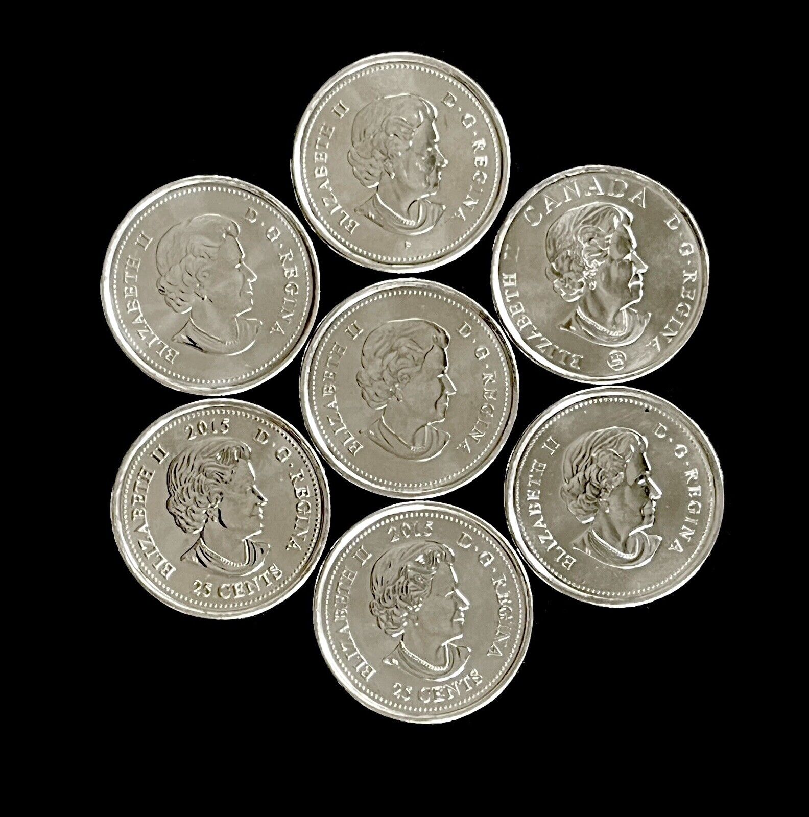 UNC Canada 25 Cents Remembrance Poppy Quarter Flag 2004 2008 2010 2015 Coin Lot