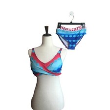 Women Bikini Set Women Sz Small NWOT Multiprint Red Blue Unbranded
