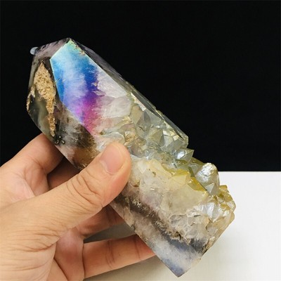 0.69kg Aura agate tower  home Decorative products crystal