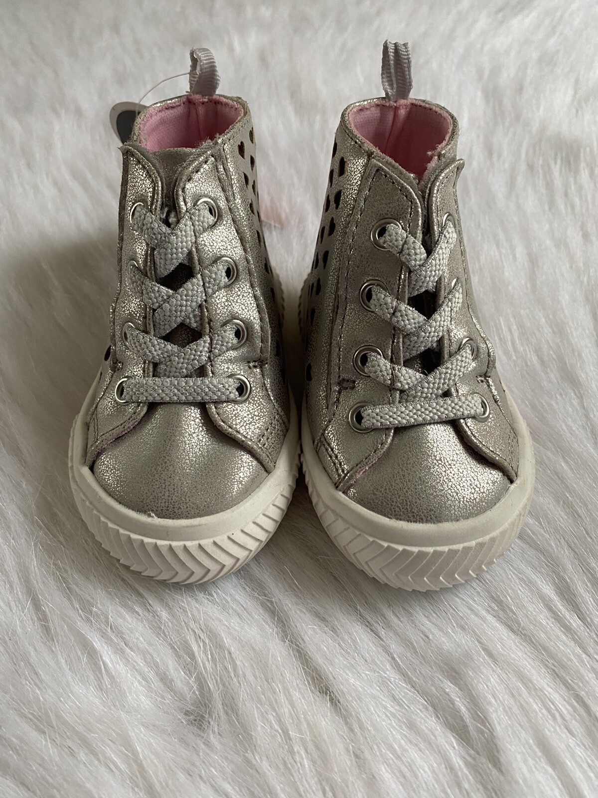 Baby Girls Size 2 Gray Heart High Top Nwt