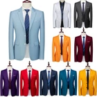 Men Multicolor Two Button Slim Fit Coat Suit Jacket Business Formal Suits Blazer