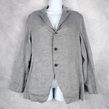 Pas De Calais Blazer Womens 38 / US 4-6 Gray Linen Button Up Jacket Italy