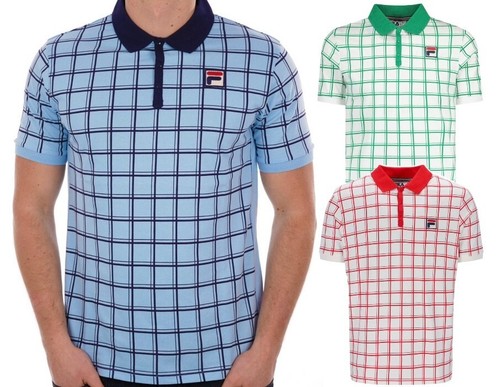 Fila Mens Polo Bobby Check Vintage Borg Retro Top Tennis T-Shirt Sportswear New - 第 1/17 張圖片