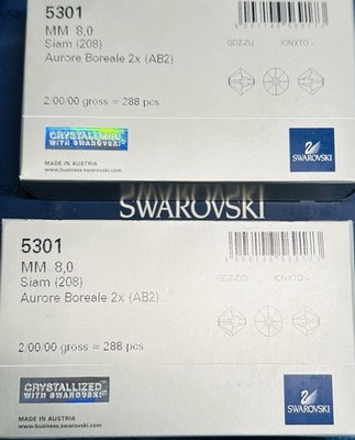 Swarovski 5328 8mm SIAM AB 2X Austrian Beads 288pcs, Sealed Pack.