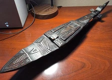 Vtg Hand Carved Wood Boat Shaped Batak Hasapi Lute N. Sumatra Indonesia 22.5"
