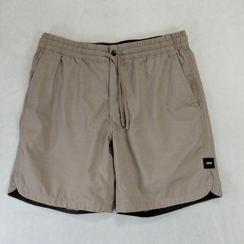 Vans, Vans Mens Elastic Waist Boardshorts Hybrid Walk Shorts Tan Size L