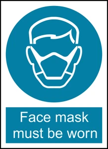 Face Mask Must Be Worn Safety PPE Warning Self Adhesive Vinyl Sticker