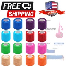 16 Pack Self Adhesive Bandage Wrap, 2" X 5 Yards Multi-Colored Elastic Cohesi...