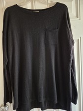 TALBOTS Pullover Sweater - L - Scoop Neck, Long Slvs, Hi/Lo Vented Hem, Pocket