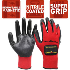 Large Nitrile Coated Gloves with 1-Removable Magnet (2-Pair)