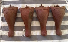 4 Antique Cast Iron Claw Foot Bathtub Feet White 8” Tall Vtg Bath Tub