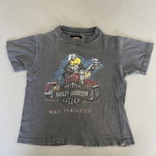 Kids/ Toddler - Vintage Harley Davidson Motorcycle Tshirt Black Single Stitch Oh
