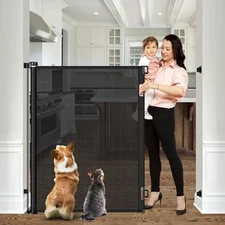 STCOCKIS 48 TALL PET GATE CATS, 55" WIDE RETRACTABLE GATE - Scratch & Dent