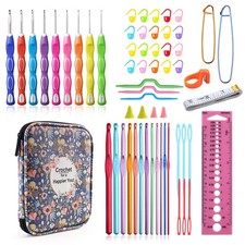 Professional Crochet Kit with 9 Ergonomic Hooks 14 Aluminum Hooks Case