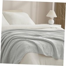 Cooling Muslin Blanket Queen Size 90"x80", 6 Queen Size 90"X80" Harbor Mist