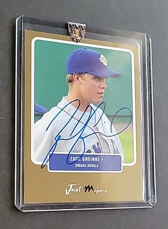 Zack Greinke 2004 Just Minors Gold Edition automático #/50 Prospects #35 sellado y raro Foto 4 de 4