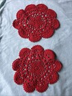VTG Lot of 5 Doilies Red and Green Circles For Christmas Holidays 13”, 7”, 5” — photo 3