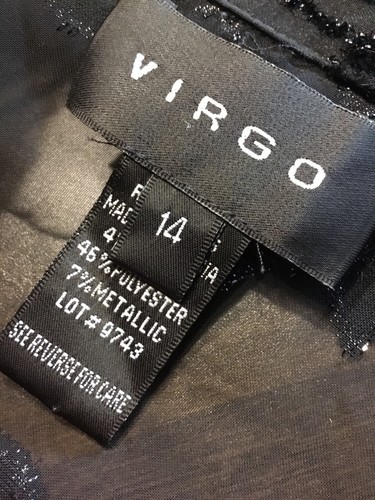 Vintage Y2K Virgo Velvet Burnout Blouse Black Sheer Shirt Whimsigoth Sz 14 - Picture 5 of 5