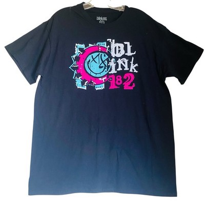 Blink 182 T-shirt L Black Graphic T-Shirt Pop Punk Band Tee Cotton