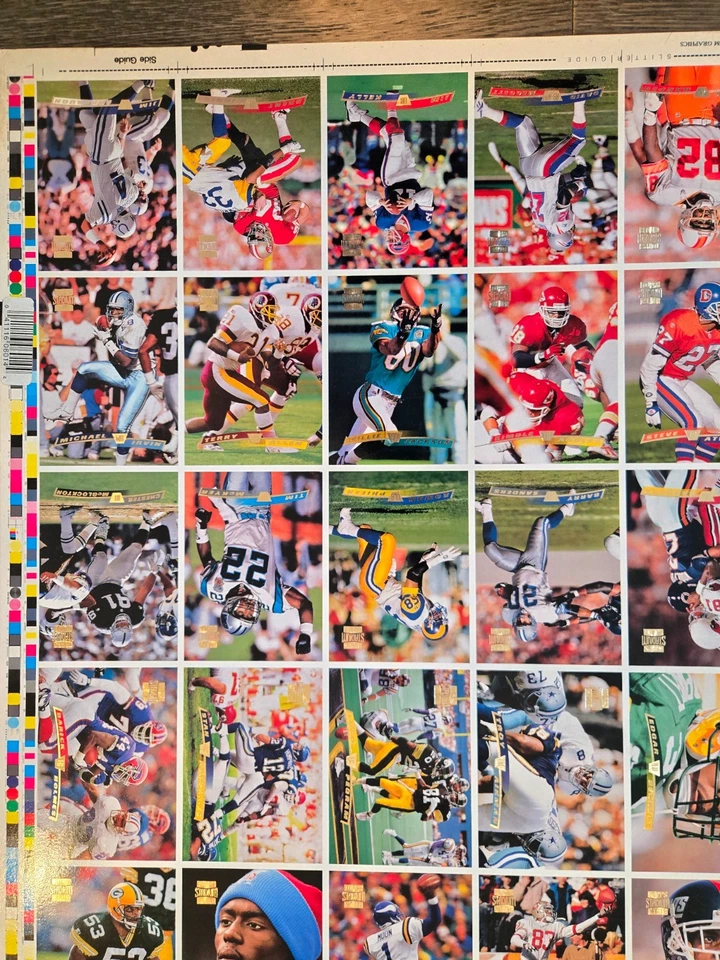 Hoja de fútbol americano Topps Stadium Club 1996 sin cortar, prueba de prensa de impresión - estrellas de la NFL Foto 4 de 4