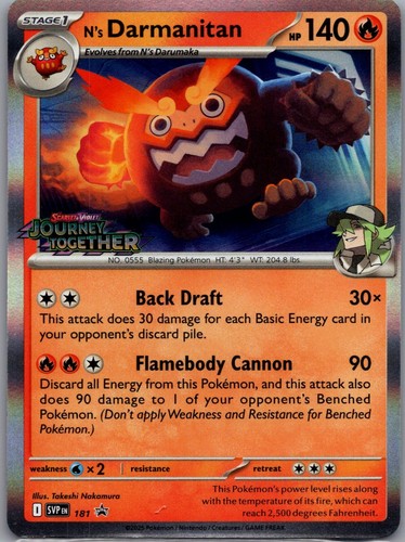 N's Darmanitan (Prerelease) 181 Holo Promo Scarlet & Violet Promo Pokemon NM