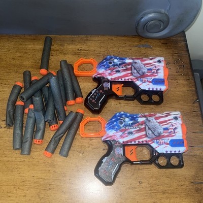 (2) Nerf X-Shot Pistols Eagle with 16 darts with drawstring  bag
