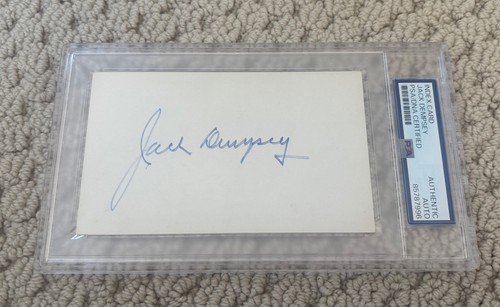 Jack Dempsey Signed Index Card PSA Authentic Auto Slabbed Boxing HOF Rare 