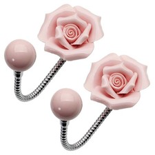Beautiful 3D Flower Ceramic Wall Coat Hook, Chrome Decorative Robe Hook, Scar...