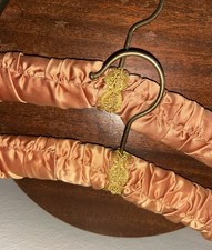Two Vintage Padded Cushion Hangers Earth Tone Pumpkin Tone Color   16.5  