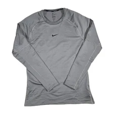 Mens Nike Pro DriFit Slim Fit Long Sleeve T Shirt Gray Large 