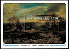 Maldives 1990 - Rubens Fine Art - Souvenir Stamp Sheet - Scott #1502 - MNH
