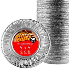 Stock Your Home 6 Inch Aluminum Foil Pie Pans (50 50 Pack (6 Inch), Silver