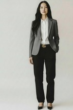 Calvin Klein Women's One Button Blazer Charcoal Gray, Size 4