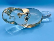 Vintage Art Clear Crystal Glass Swimming Beaver Seal Mouse Paperweight Figurine
