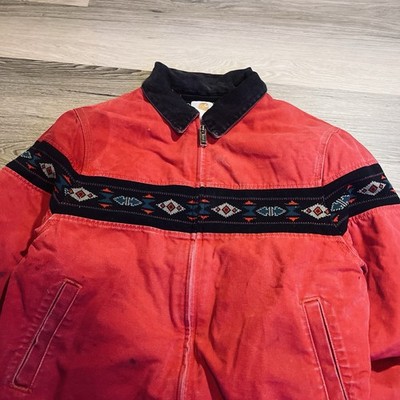 Vintage 90s GRAIL J77 RED CARHARTT Aztec Workwear Jacket RARE