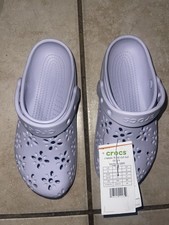 Crocs Classic Floral Cut Out Clogs 3J Purple Grade School Slip On Sandal