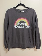 Wildfox Easy Does It Rainbow Statement Sweatshirt Charcoal Gray Size Small