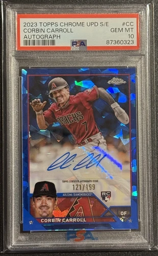 2023 Topps Chrome Update Sapphire Corbin Carroll Auto /199 Rookie Card PSA 10