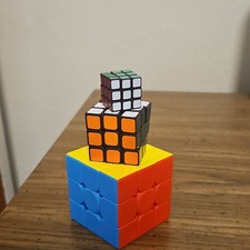 Set of 3 Multicolor 3x3x3 Cube Twist Puzzles Plastic Strategy Brain Teasers