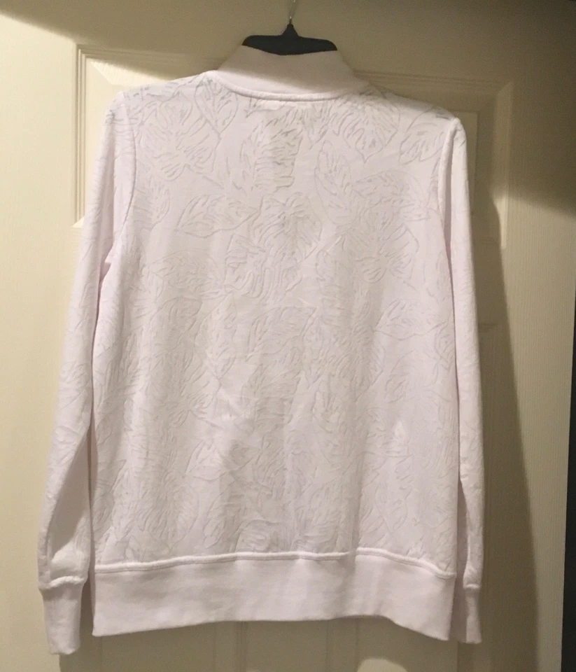 Chaqueta para mujer Coral Bay mediana blanca bolsillos con cremallera completa cuello alto ligera Foto 2 de 4